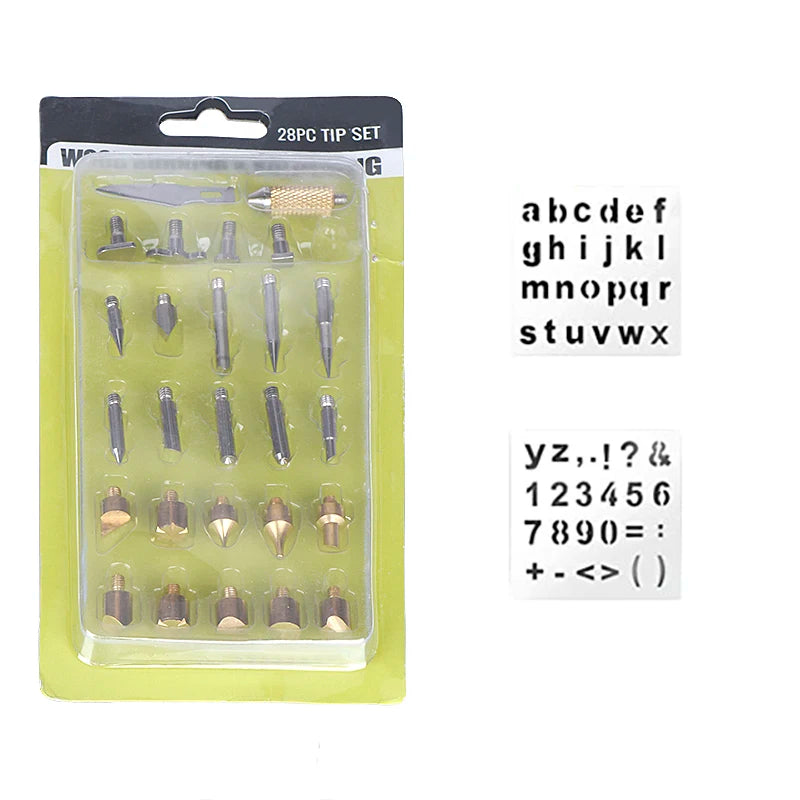 JCD 80W Electric Engraving & Soldering Pen – Wood Burning Pyrography Kit with 28 Craft Tips (908S)