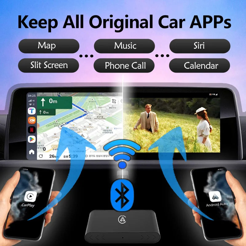 2-in-1 Wired to Wireless CarPlay & Android Auto Adapter – Fast Connect Smart Dongle for Toyota, Mazda, Benz, Audi