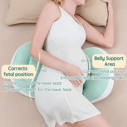Pregnancy Body Pillow - Cotton Maternity Sleeping Pillow with Free Auxiliary Waist Support Cushion