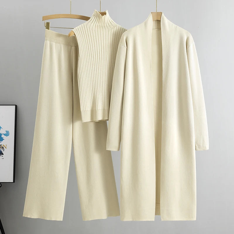 Women’s 3-Piece Tracksuit Set – Solid Tank Top, Pants & Coat, Fashionable Casual Outfit for Women