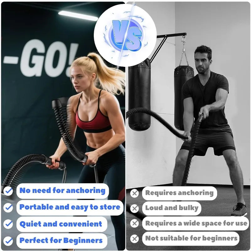 2PCS Cordless Battle Rope — Multifunctional Home Gym Training System for Full-Body Strength & Arm Workout, Unisex