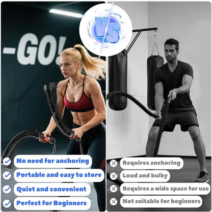 2PCS Cordless Battle Rope — Multifunctional Home Gym Training System for Full-Body Strength & Arm Workout, Unisex