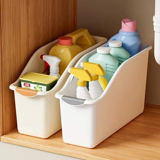 Curved Plastic Storage Bins Set - Multipurpose Home Organizer Boxes for Household Essentials