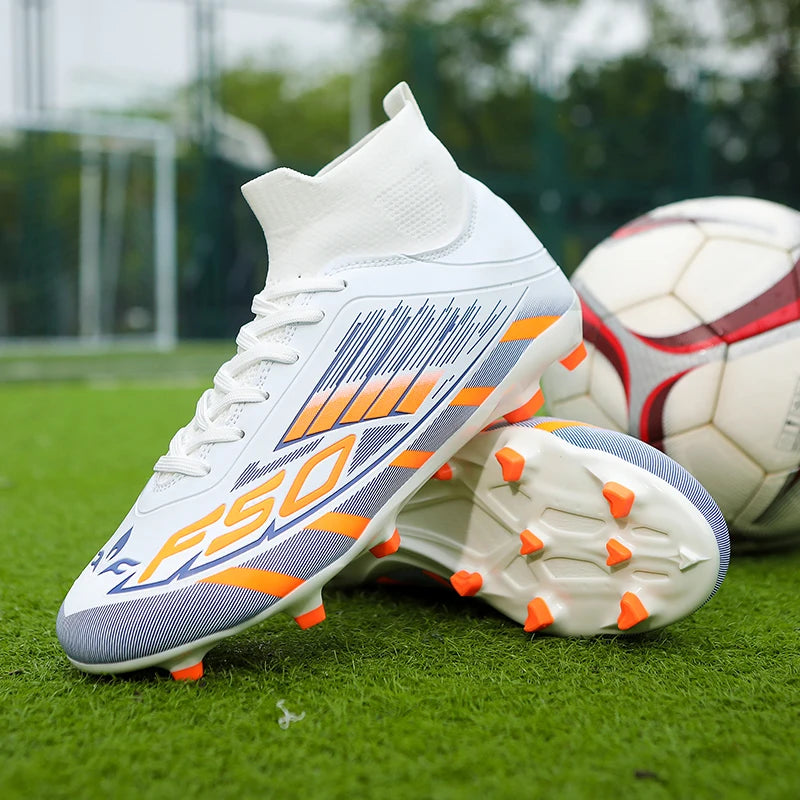 Men’s Soccer Cleats - Lightweight High-Top Football Shoes with Non-Slip Grass Grip