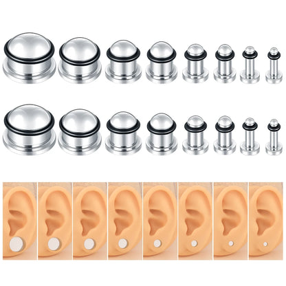 2PCS Stainless Steel Ear Plugs & Tunnels — 1.6-16mm Silver Ear Gauge Stretching Kit for Men & Women