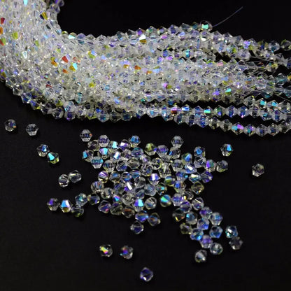 3/4mm Crystal Bicone Glass Beads - White Loose Faceted Beads for DIY Bracelets, Earrings & Jewelry Making