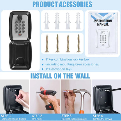 1/2Pcs Wall Mount Key Lock Safe – Portable Secret Storage Box with Code Security Lock for Home or Office Organizer