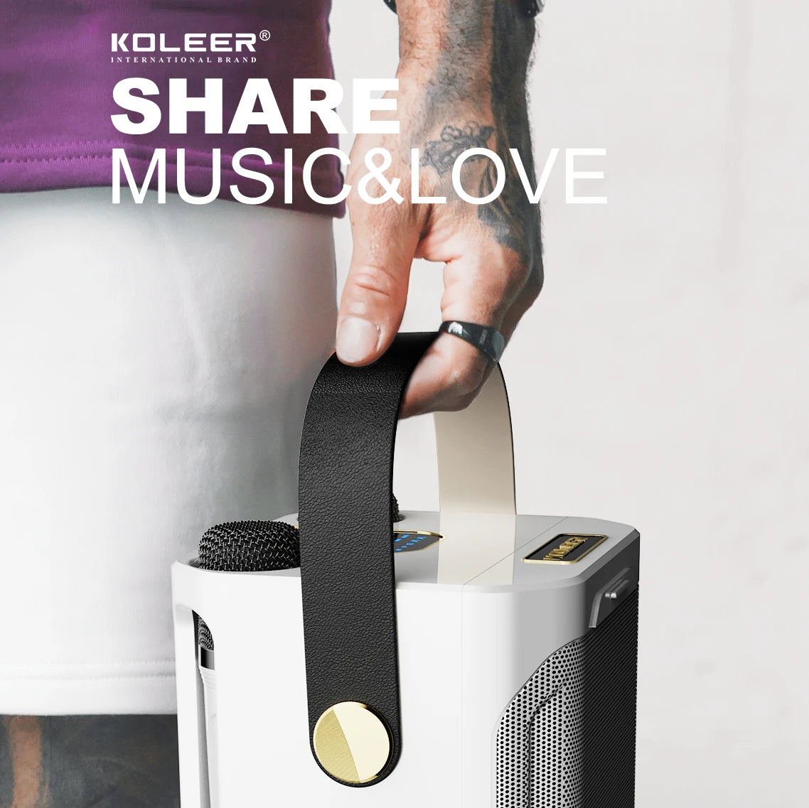 Portable Karaoke Bluetooth Speaker - High Power 360 Stereo Surround, Waterproof, Wireless Subwoofer, Dual Microphone Boombox