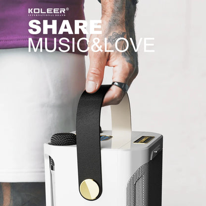Portable Karaoke Bluetooth Speaker - High Power 360 Stereo Surround, Waterproof, Wireless Subwoofer, Dual Microphone Boombox