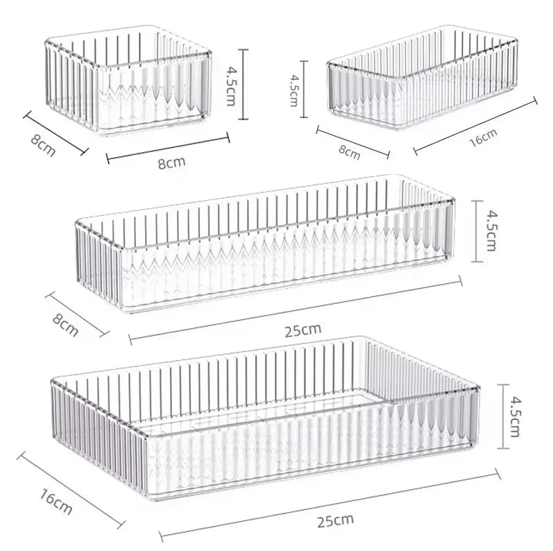 Transparent Plastic Storage Box – Desk Organizer Container for Jewelry, Makeup, and Drawer Organization