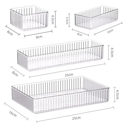 Transparent Plastic Storage Box – Desk Organizer Container for Jewelry, Makeup, and Drawer Organization