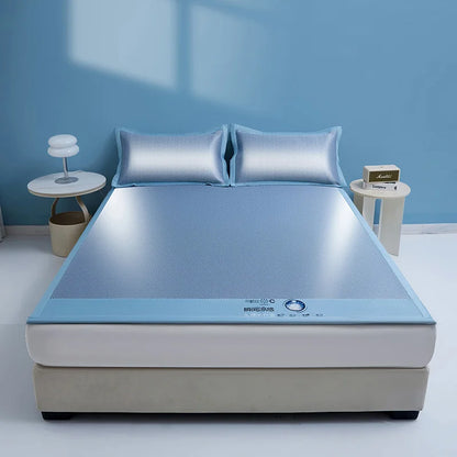 Cooling Ice Silk Bed Mat - Carbon Fiber Summer Mattress Cover with Pillowcase