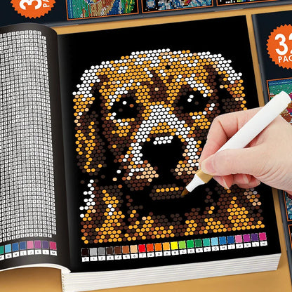32 Pages Mystery Mosaic Coloring Book - Pixel Art Color by Number Stress Relief Activity for Adults