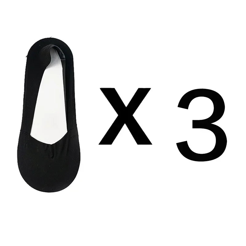 3 Pairs Women's Invisible Low-Cut Socks – Breathable Non-Slip Cotton No-Show Summer Socks