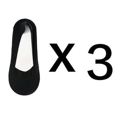 3 Pairs Women's Invisible Low-Cut Socks – Breathable Non-Slip Cotton No-Show Summer Socks