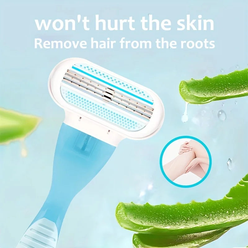 3-Layer Women’s Manual Razor — Replaceable Head Shaver for Armpit, Bikini & Body Hair Removal