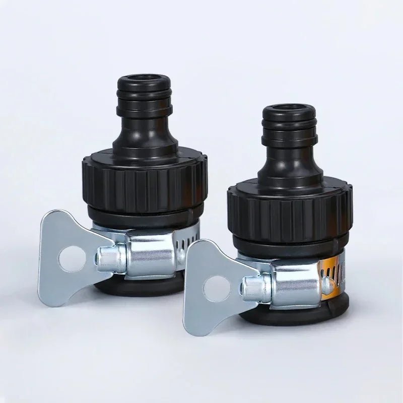 2PC Universal Water Faucet Adapter Set - Durable Plastic Hose Fittings with Quick Connect for Car Washing & Garden Irrigation