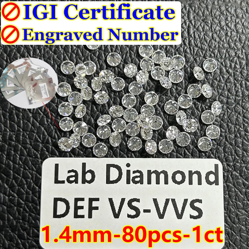 0.1–5CT Super White Lab-Grown Diamond Loose — IGI/GIA Certified, HPHT & CVD, DEFG VVS-SI, Diamond Tester Approved for Wedding Jewelry