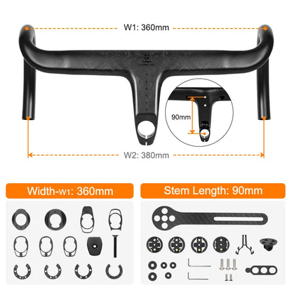 TOSEEK T700 Carbon Road Bike Handlebar - Integrated Di2 Carbon Fiber Drop Bar Bicycle Accessory