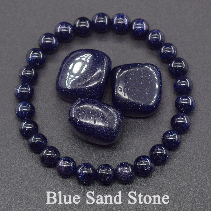Natural 5A Lapis Lazuli Stone Bracelet - Elastic Healing Bead Jewelry Gift for Men & Women