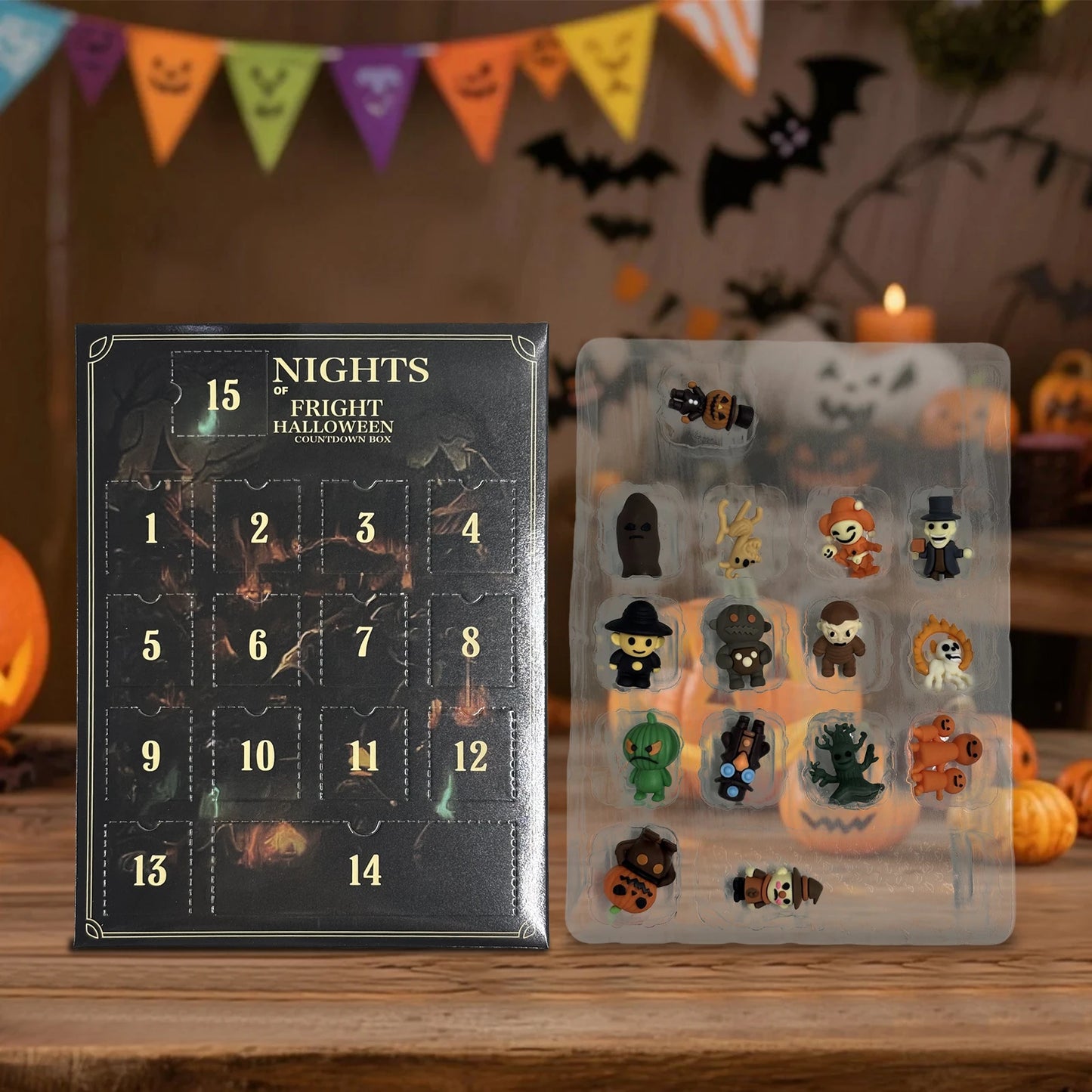 Halloween Advent Calendar - 7/15/31-Day Countdown with Collectible Eerie Figurines Gift Box