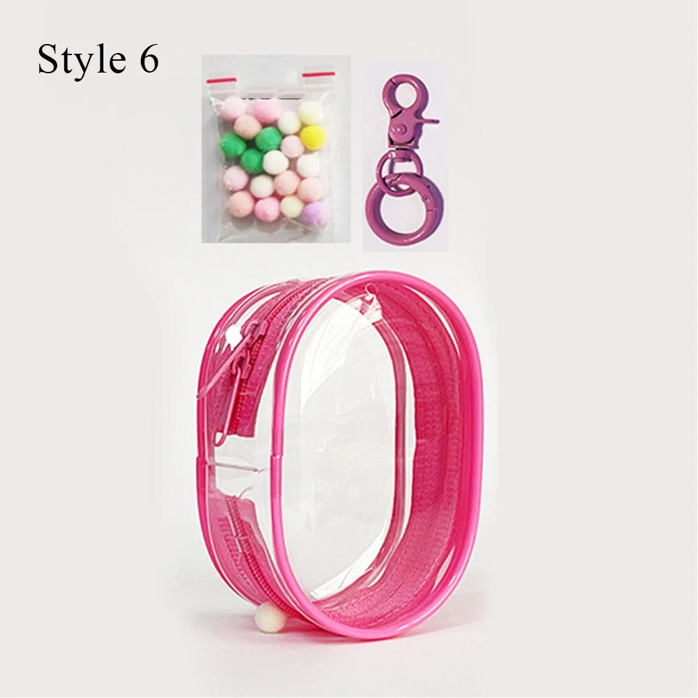 Transparent Jewelry Organizer Box – Plastic Storage Pouch with Keychain, Dustproof Case, Cute Doll Bag for Accessories