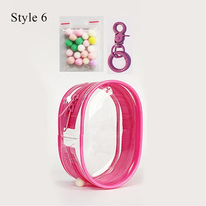 Transparent Jewelry Organizer Box – Plastic Storage Pouch with Keychain, Dustproof Case, Cute Doll Bag for Accessories