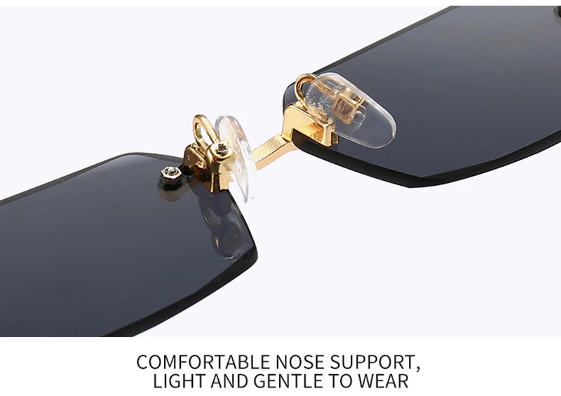 Fashion Rimless Sunglasses – Classic Small Square Frameless Shades for Men & Women, Summer Travel Eyewear