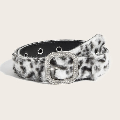Gothic Y2K Faux Fur Belt - Women’s Punk Hip Hop Waistband for Jeans & Winter Fashion