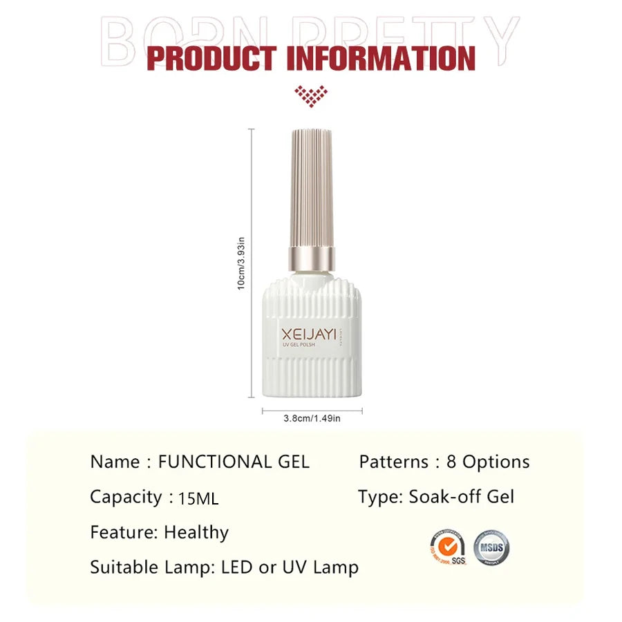 10ml Clear Builder Nail Gel – Strengthening Extension Gel & Base Coat in a Bottle, Soak-Off UV/LED Polish