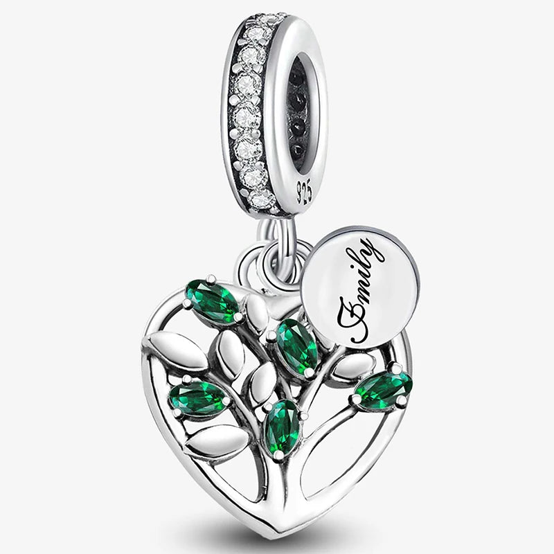 925 Sterling Silver Pink Heart Charm - Zircon Love Pendant Bead for DIY Bracelets, Bangles & Women’s Jewelry