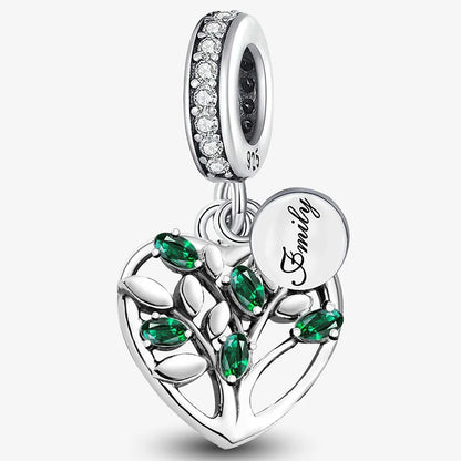 925 Sterling Silver Pink Heart Charm - Zircon Love Pendant Bead for DIY Bracelets, Bangles & Women’s Jewelry