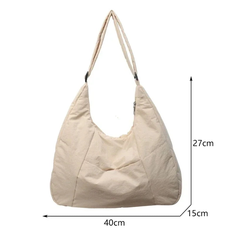 2025 Trendy Women's Soft Cloth Shoulder Bag – Solid Color, Y2K Casual Style, Crossbody Handbag for Students