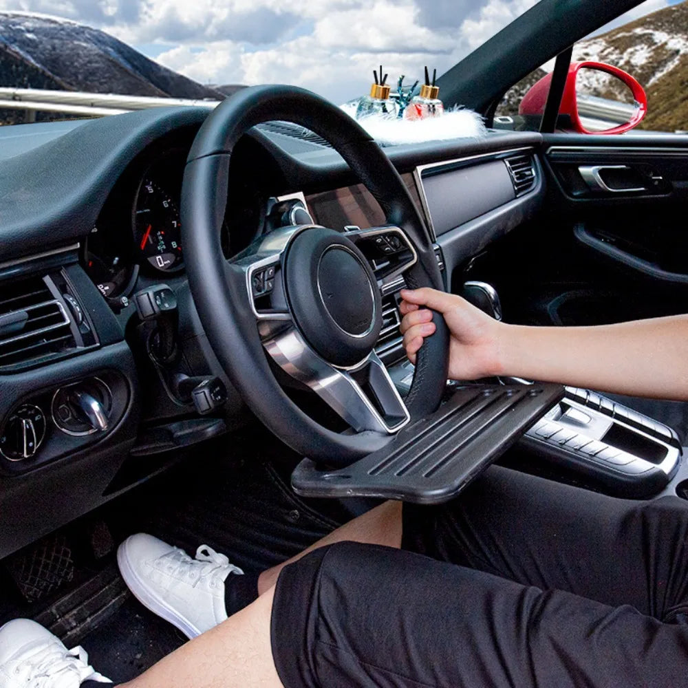 Portable Car Laptop Desk Mount - Steering Wheel Work, Food & Drink Tray Table for Travel Convenience
