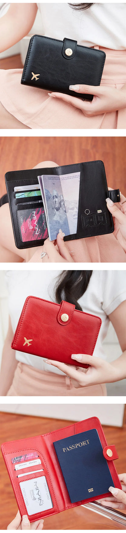 Minimalist RFID Passport Clip Multifunctional PU Leather Wallet – ID & Credit Card Holder Travel Accessory