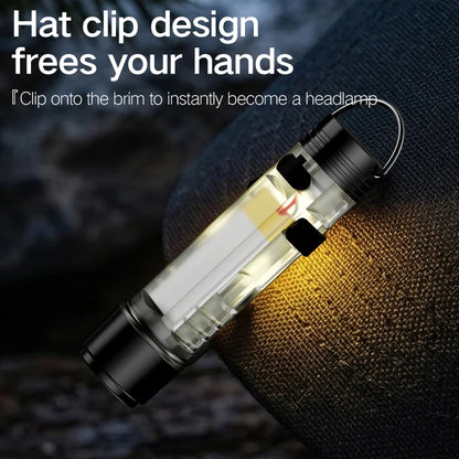 Mini USB Rechargeable LED Keychain Flashlight - Super Bright Magnetic Portable Light for Outdoor, Camping & Emergency Use