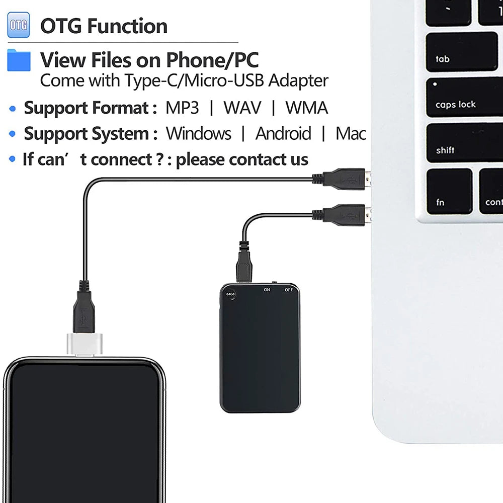 V15 Mini Professional Voice Recorder – Ultra-Thin 64GB/128GB HD Digital Dictaphone for Music, Meetings & Lectures