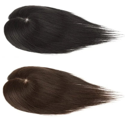 Silk Top Swiss Lace Clip-In Topper – Straight Real Human Hair Toupee with Bangs, Breathable & Soft, Blonde Color