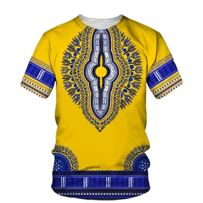 Summer African Dashiki 3D Print T-Shirt - Harajuku Ethnic Pattern Streetwear Tee for Men and Kids