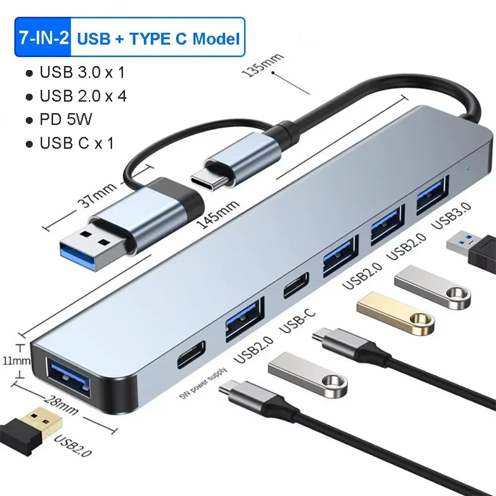 8-in-1 USB-C Hub – Type-C 3.1 to 4K HDMI Adapter with RJ45, SD/TF Card Reader & PD Fast Charging for MacBook & Laptops