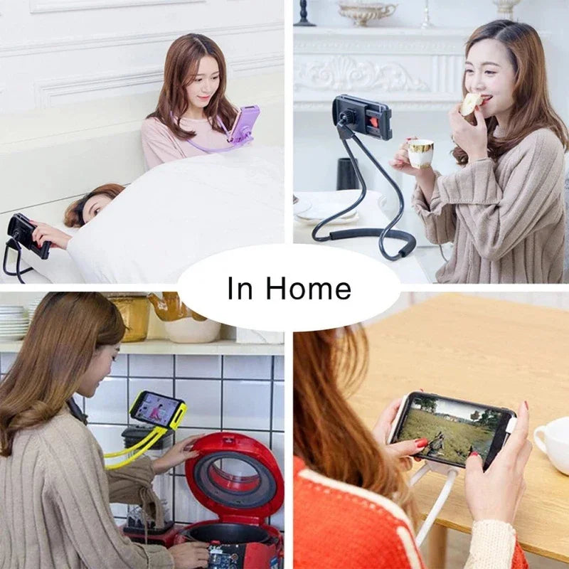Flexible Mobile Phone Holder – 360° Neck Hanging Stand for Bed, Fits iPhone, Xiaomi, Samsung, Lazy Necklace Bracket