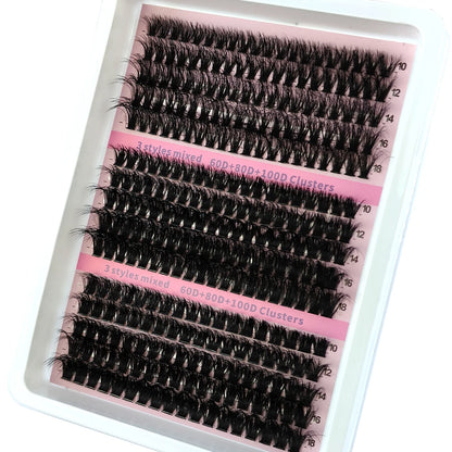 New 15 Rows DIY 5D Fluffy Lash Clusters – 60D–200D Wispy Thick Individual Eyelash Extensions 10–20mm Volume Lash Kit for Salon-Style Look