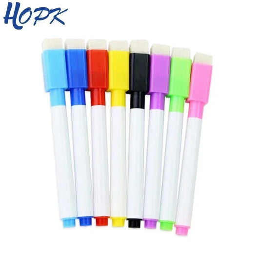 8PC Magnetic Whiteboard Markers – Colorful Blackboard & Whiteboard Pens with Built-In Eraser for School, Kids Drawing & Graffiti