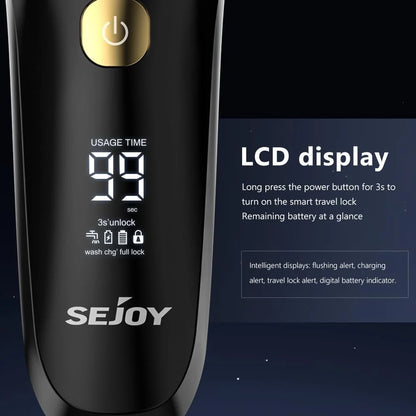Sejoy Electric Razor for Men – 3-Blade Foil Shaver with 7500 RPM High-Speed Motor & Digital Power Display
