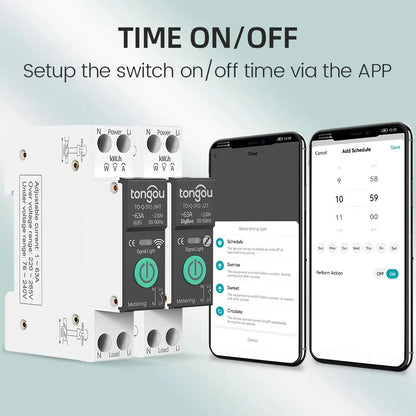 TUYA WiFi/ZigBee Smart Circuit Breaker – MCB with Over Current & Under Voltage Protection, Power Metering, 1-63A Remote Control Switch