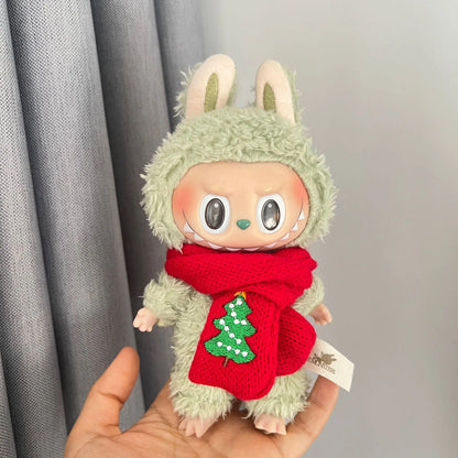 17cm Labubu Santa Christmas Outfit Set for Gen1–3 Vinyl Dolls – Festive Costume & Accessories
