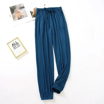 New Style Women’s Home Pants – Spring & Summer Thin Modal Loose Fit Solid Color Plus Size Bottoms