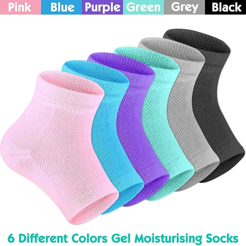 Silicone Heel Socks Foot Care - Moisturizing Gel Heel Protectors for Cracked Dry Feet, Pain Relief & Plantar Support