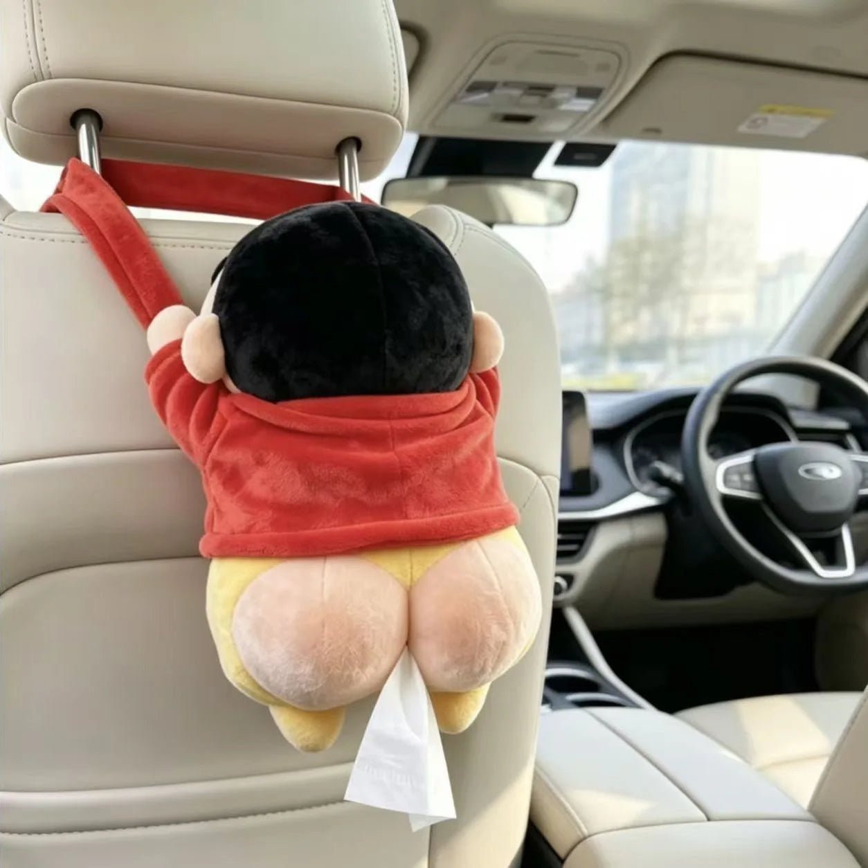 Crayon Shin-chan Plush Tissue Holder - Cute Hanging Car Tissue Bag & Fun Gift Decor