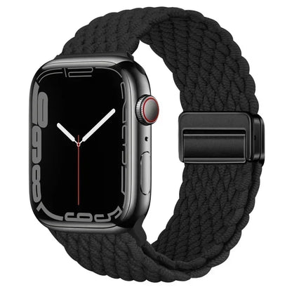 Nylon Braided Loop Apple Watch Band – Magnetic Metal Bracelet Strap for Ultra 2, Series 3–9 & SE (40mm–49mm) Adjustable Wristband